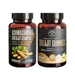 Ashwagandha Shilajit 500mg and Shilajit Gummies 300mg Bundle - VIGOUR SHILAJIT UK