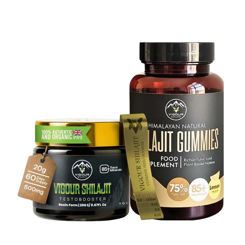 Shilajit Resin 20g & Shilajit Gummies 300mg Bundle - VIGOUR SHILAJIT UK